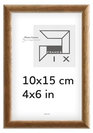 Pix FRAMES Bilderrahmen - Fotorahmen aus Holz - Rahmen mit Scheiben aus acrylglas - Rahmen zum Aufhängen und Aufstellen - Modern Photo Frame - 10x15 cm - Braun