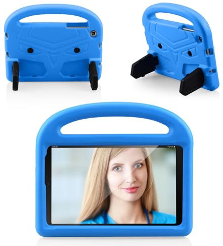 BARALARIQIU Bambini Custodia per Samsung P200/P205 8 inch Tablet Antigraffio Morbido in Gomma Cover Protezione Antiurto con Supporto Blu