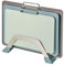 KOFRAND Lot de 3 planches à découper en plastique avec surface de meulage et mesure, passent au lave-vaisselle, avec support, design antidérapant, poignée en acier inoxydable, bleu