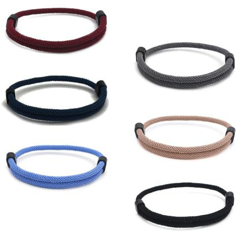6 Stück Paracord Armband, Nautisches Armband,Armband Herren Schwarz Segeltau Surferarmband,Einstellbar Geflochtenes Armbänder,Armbänder Freundschaft für Männer und Damen
