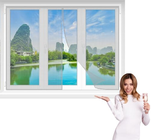 Tenda Zanzariera Magnetica Porta 145x145cm Grigio Maglia con zanzariera Porta con Nastro di Fissaggio a Telaio Completo Magnetic Screen Door Maglia Ultra Sottile Per Porte Di Vari Tipi