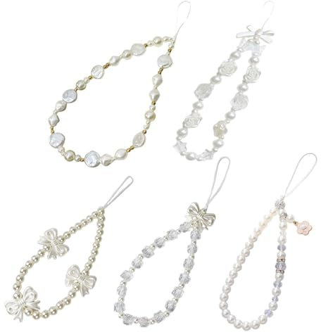 5 Stück Handy-Hängekette, Perlen-Handykette, Handy-Schmuckkette, Handy-Schmuck, Handy-Anhänger, Handy-Zubehör