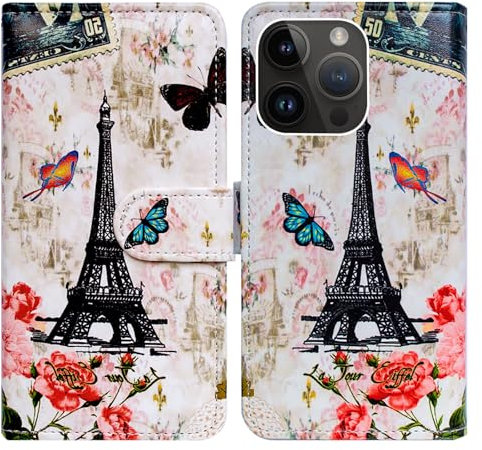 Bcov Custodia a portafoglio in pelle per P16 Pro Max, con porta carte di credito e cavalletto per Apple P16 Pro Max