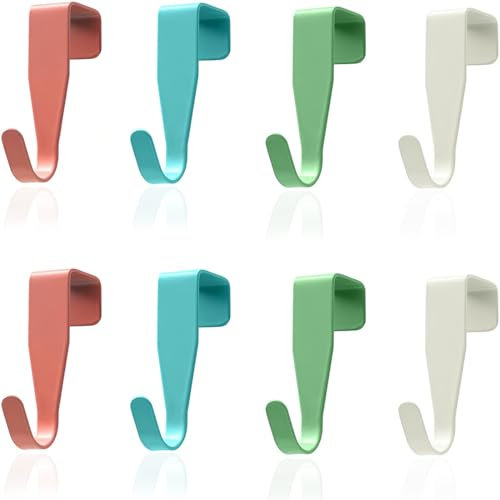 KOLZEMV Crochet de Porte, 8 Patère Porte en Acier Inoxydable en Forme, crochet porte, Crochets pour Rebord de Porte Tiroir, Porte Manteau pour Porte, Tiroir, Placard Armoire, Salle de Bain, Cuisine