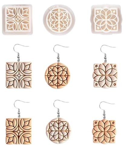 KOOLEVER 3 Stück Polymer Clay Ausstecher Set für Ohrringe, Retro Geometrische und Blumenformen, Tonausstecher Für Polymer-Set für Schmuckherstellung