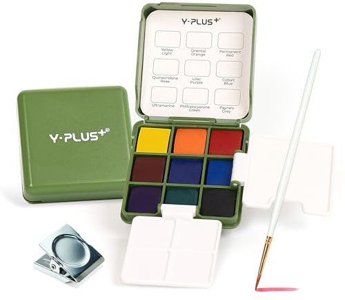 YPLUS Kit de peintures aquarelles : boîte de peinture à l'eau de qualité supérieure, kit parfait pour les débutants et les professionnels, aquarelle et boîte à encre, boîte de peinture compacte