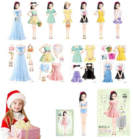 Jlobnyiun Prinzessinnen-Anzieh-Aufkleber-Buch, magnetische Puppen zum Ankleiden – Aktivitätsbuch für Prinzessin | Magnetaufkleberbuch Prinzessin