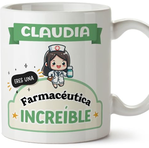 MUGFFINS Tazas Personalizadas para FARMACÉUTICA mujer - En Español - Eres increíble - Kawaii - 11 oz / 330 ml - Regalo Personalizable original y divertido