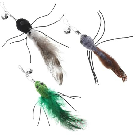 Milisten 3stücke Katzenstock Ersatzspielzeug Interaktive Katzen Spielzeug Aufsatz Für Katzenangel Leichtes Und Flexibles Katzenspielzeug Für Drinnen Attraktive Insekten-Designs