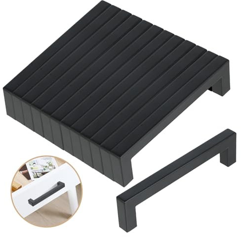 12 Pieza Tiradores Negros para Armarios de Cocina Tiradores Armario Manillas de Acero Inoxidable - Manijas de Morden Plaza de Muebles para Cocinas, Oficina, Cajones, Gabinete, Armario Empotrado -128mm