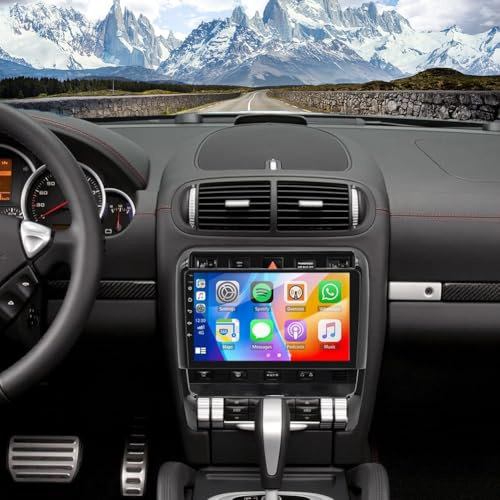 Double Din Car Stereo Upgrade for Porsche Cayenne 2002-2010, 9' IPS Touch Screen Android 13 with Wireless Carplay Android Auto Double Din Car Radio Head Unit Bluetooth GPS RDS RCA FM DSP Backup Camera
