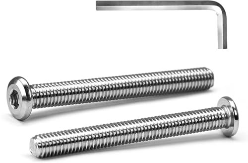 MINHER M8 x 70mm 10Pcs Tête Plate Vis D’assemblage à Six Pans Creux, Acier Inoxydable A2 V2A, Boulons de Meubles, Filetage Complet (Avec Clé Hexagonale)