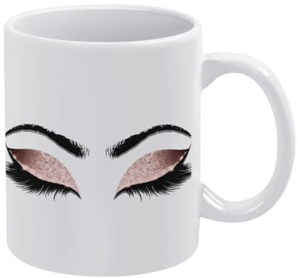 Kaffeetassen Roses Gold Frauen Augen Wimpern, Keramik Kaffeetasse Mehrfarbig Kaffeebecher Für Büro Arbeit Männer 330Ml