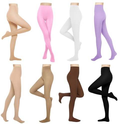Jeere 8 Pairs Colored Tights Women 80D Opaque, Ballet Color, Classic