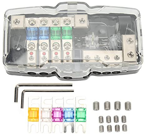 RASTKY Auto Audio 4 -Wege -Stromverteilungsblock, Positiver 4 -Wege -MIDI -Block mit LED -Indikator, Geeignet für Autos, Lastwagen, UTVs, Boote, für Verstärker oder Stereo