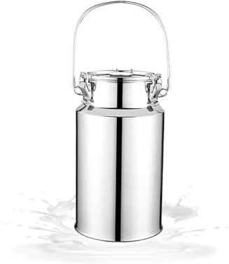 Pichets à lait, bidons à lait en acier inoxydable, seau à vin avec poignée de transport et boucle, récipient à huile for le stockage et le transport de liquides(3L)