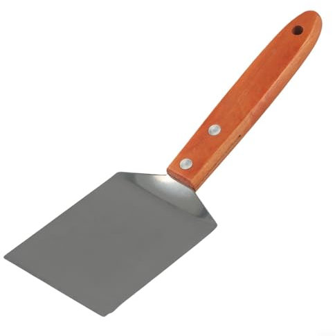 Pala de queso de acero inoxidable con mango de madera, herramienta de cocina versátil para galletas, brownies, galletas, pizza, espátula de metal antiadherente para uso en interiores y exteriores