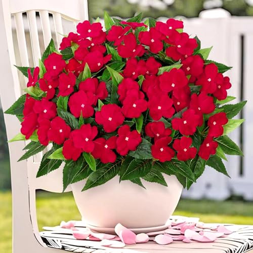 Weldomcor 3 racimos de flores artificiales para exteriores, balcón, flores artificiales resistentes a la intemperie, resistentes a los rayos UV, plantas de balcón, arbustos artificiales para