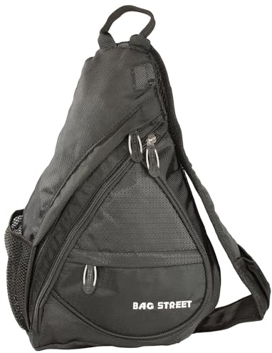 BAG STREET - Sling Bag kleiner Crossbody Schulter Rucksack Umhängetasche Damen Herren Unisex Schwarz