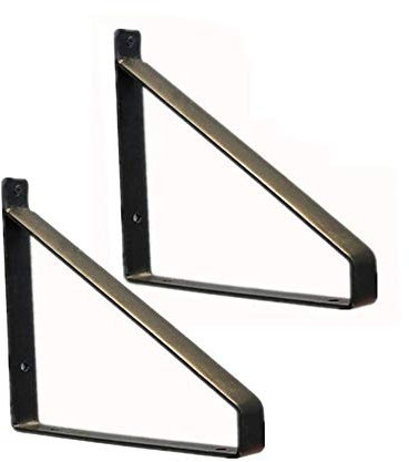 Heavy Duty Shelf Brackets, Iron Rustic Floating Shelf Brackets, Wall Mounted Tripod Triangle, 10 Inch (25cm) - Set of 2