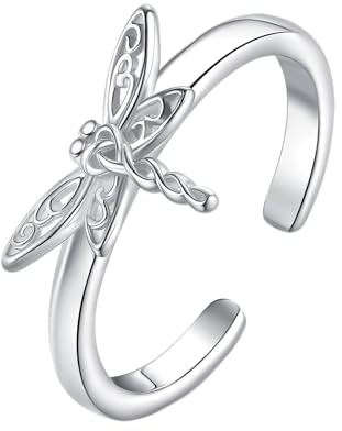CUPENDA Libellen Zehenringe Sterling Silber Keltischer Knoten Libelle Einstellbar Zehenring Pinky Ringe Libellen Fußschmuck für Frauen Einstellbare Größe 44 bis 49