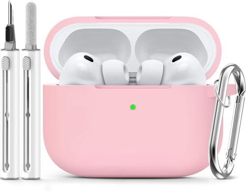 Inesore Compatible with AirPods Pro 3 Case with Cleaning Kit, Silicone Protective Case Cover for Apple Air Pods Pro 3rd (2025), Unisex Design - Pink