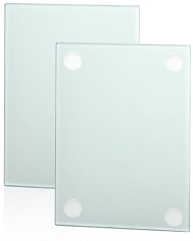 TNSLAND 2 st skärbräda glas 28 x 20 cm glasplatta glasskärbräda diskmaskinssäker glasbrädor för köket skärbrädor glas med silikonfötter säkerhet och hygien glasbräda