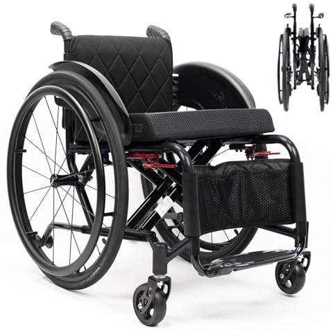 Leichter faltbarer Sport-Rollstuhl mit verstärktem X-Cross-Rahmen, 100 kg Tragkraft, für Jugendliche und Erwachsene