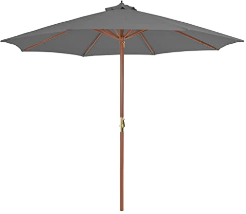 Sonnenschirm Holz-Mast 300 cm Anthrazit, UV-Schutz, Gartenschirm mit Kurbel, robuster Terrassenschirm für Außenbereich, Pool, Garten und Terrasse