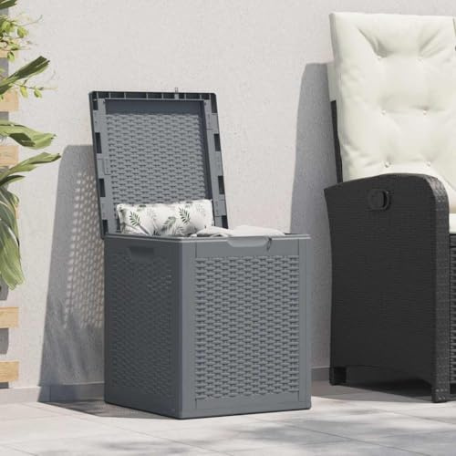 GCHDHAPB Garden Storage Box Grey PP Rattan 90 L