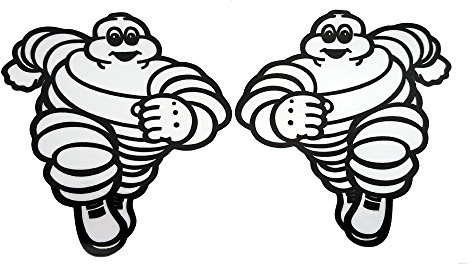 Tire Man Sponsor Motorrad Aufkleber Sticker Grafik selbstklebend Sponsor Reifen x 2 Stück klein 66mm x 71mm x 2