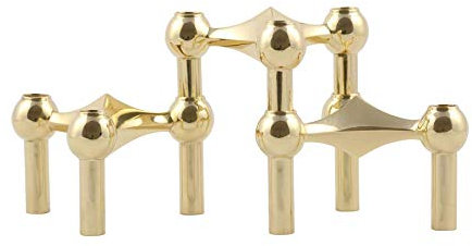 Stoff Nagel Kerzenhalter, Metall, Gold, 6,5 x 10,2 cm