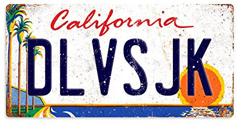 WTF | American Number Plates – California V1 | Sticky-Pads - Metal Wall Sign Plaque Art Inspirational