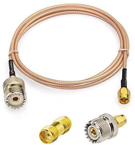Superbat Cavo SMA Maschio a UHF Femmina 1m Cavo RG316 50Ohm + 2 Adattatori SMA UHF KIT per Applicazioni RF/CB Radio/Walkie Talkie