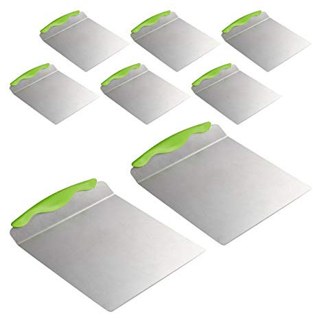 Relaxdays Pelle à Tarte INOX, Lot de 8, Palette gâteau Cuisine poignée Manche carré ustensile Part lxP: env. 20 x 24 cm, Argent