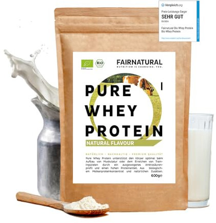 BIO WHEY Protein-Pulver Neutral ohne Chemie [Regional aus Deutschland] - Eiweiß-Pulver ohne Süßungsmittel für Eiweiß-Shakes & als Low-Carb Backprotein - 600g Molkenprotein ohne Zucker und ohne Soja