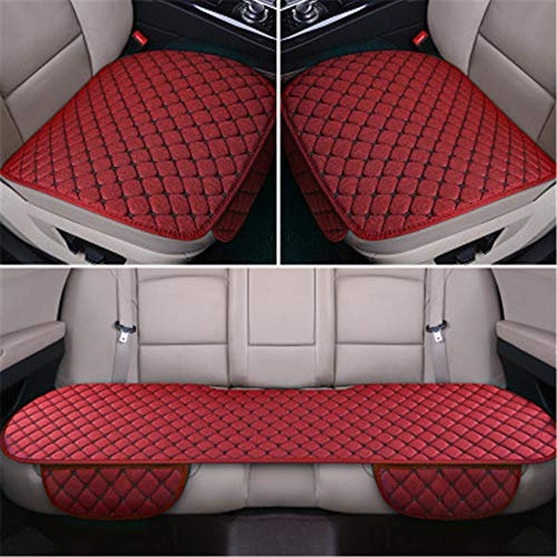 Auto Sitzauflage Sitzkissen Sitzbezüge Universal Sitzauflagen Vordersitzbezüge und Rücksitzbezüge (Rotwein,Dreiteiliges Set)