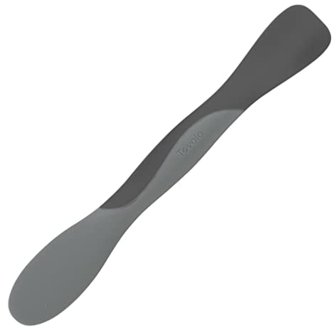 Tovolo Mini Scoop and Spread Tool for Kitchen Meal Prep Small Sandwich Spreader Spatula for Peanut Butter Jelly, Silicone BPA Free Dishwasher Safe Scooper Spreader, Charcoal and Oyster Gray