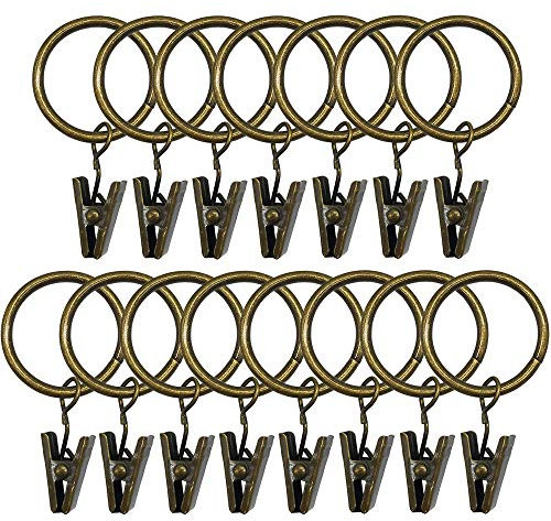 Vorhangringe mit Clips, dekorative Ringe, rostfrei, Vintage-Stil, 2,5 cm Innendurchmesser, schwarz, 15 Stück (Bronze)