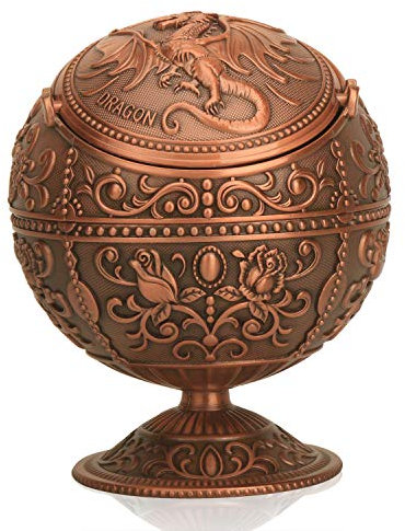 K COOL Winddichter Aschenbecher mit Klappdeckel für Zigaretten, Metall, für drinnen und draußen, Rosenmuster, klassisches Geschenk für Damen und Herren, Rot
