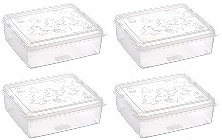 MiraHome Keksdosen 4er Set transparent mit Classic-Design 2,5L – Rechteckige Plätzchendosen – Ideal als Keksdose für Weihnachten – Plätzchendose für die Weihnachtszeit