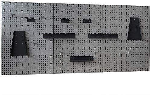 GERMANIA Lochwand für Werkzeuge - 3-teilig mit 16-teiligem Hakensortiment - 120 x 57cm - Werkzeugwand aus Metall - Halterung für Werkzeuge, Lochwand für Werkstatt