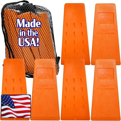 Cold Creek Loggers - Made in The USA! - 5.5 Orange Spiked Tree Wedges for Tree Cutting Falling, Bucking, Felling Wedges Chainsaw Loggers Supplies- Set of 6 Plus Free Carrying Bag