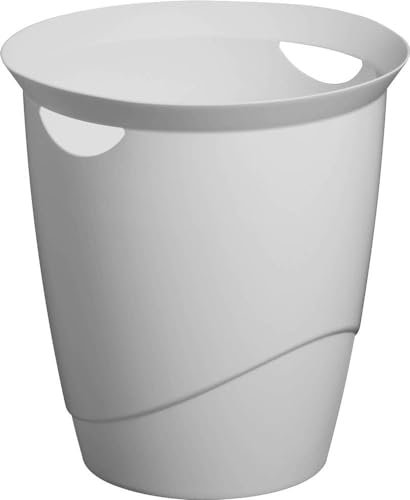 Durable ECO Small Waste Paper Bin - Bedroom & Office Wastepaper Baskets - Recycled Plastic & Blue Angel Certified - 16L Grey