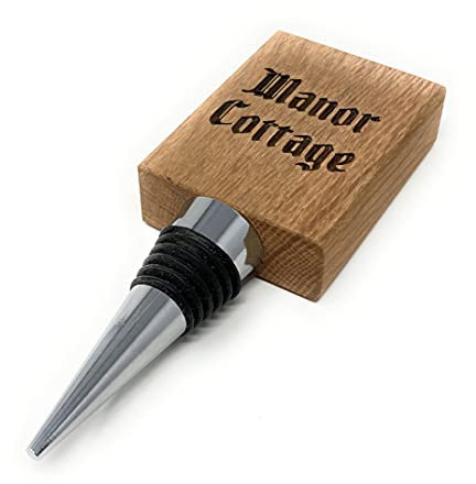 Personalised Oak Bottle Wine Stopper - Engraved with A Message of Your Choosing