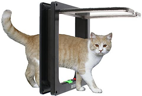 Hundeklappe Katzenklappe Haustierklappe Große Katze Door+Lock Insektenschutz Sichtfenster Katzentür Katzentür Haustierklappe Schwarz 28.5 * 24.5 * 5.5 cm