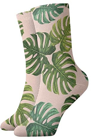 QQIAEJIA Socken Monstera Leaf Socken für Damen Herren Fußball Jugend Mädchen Socken Lange Socken für Laufen Athletik Reisen Arbeit