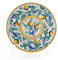 Plato artesanal mural ornamental Ø 25 cm de cerámica italiana siciliana de Caltagirone decorada y hecha a mano.