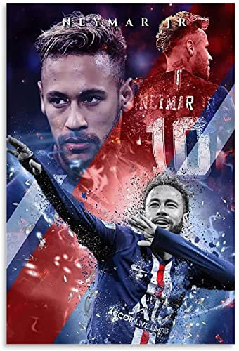5D Diamant Painting Set FüR Erwachsene Und Kinder Physische Kunst - Neymar mit Mbappe-Plakat DIY Diamond Painting Kristall Strass Diamant Stickerei GemäLde 11.8x15.7(30x40cm) Kein Rahmen