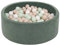 KiddyMoon Velluto Piscina di Palline 90X30cm/300 Palline ∅ 7CM per Bambini Tondo Fabbricato in EU, Velluto Verde: Beige Pastello/Bianco/Menta